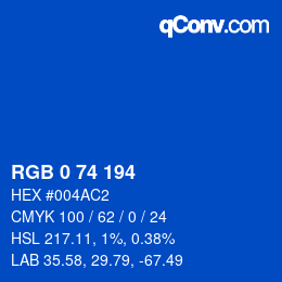 颜色代码: RGB 0 74 194 | qconv.com