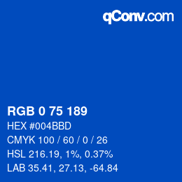 颜色代码: RGB 0 75 189 | qconv.com