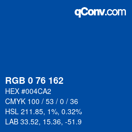 Color code: RGB 0 76 162 | qconv.com