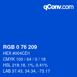 Color code: RGB 0 76 209 | qconv.com