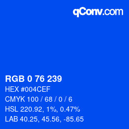 Color code: RGB 0 76 239 | qconv.com