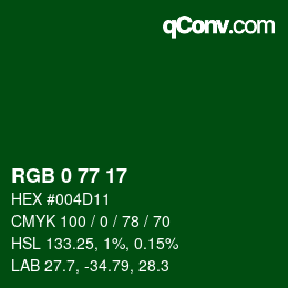 Code couleur: RGB 0 77 17 | qconv.com