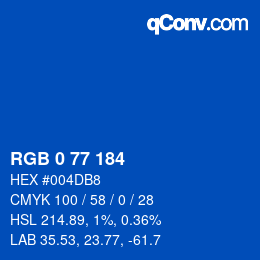 Color code: RGB 0 77 184 | qconv.com