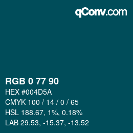 Color code: RGB 0 77 90 | qconv.com