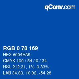 カラーコード: RGB 0 78 169 | qconv.com