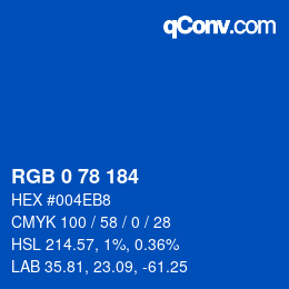 颜色代码: RGB 0 78 184 | qconv.com