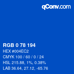 カラーコード: RGB 0 78 194 | qconv.com