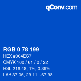 Color code: RGB 0 78 199 | qconv.com