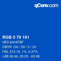 Color code: RGB 0 79 191 | qconv.com