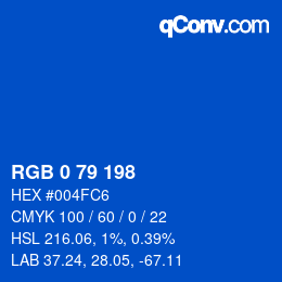 Color code: RGB 0 79 198 | qconv.com