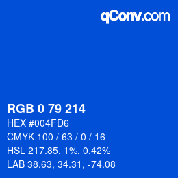 颜色代码: RGB 0 79 214 | qconv.com