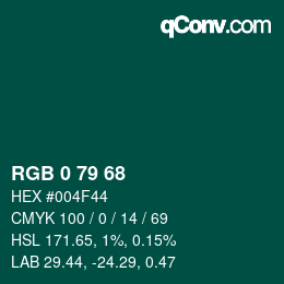 Code couleur: RGB 0 79 68 | qconv.com