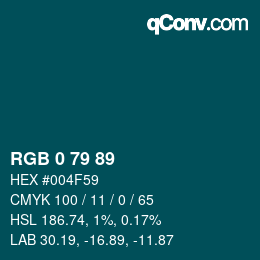 カラーコード: RGB 0 79 89 | qconv.com