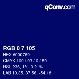 Color code: RGB 0 7 105 | qconv.com