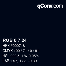 カラーコード: RGB 0 7 24 | qconv.com
