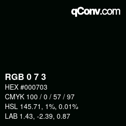 颜色代码: RGB 0 7 3 | qconv.com