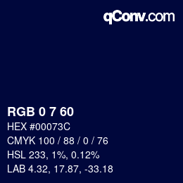 颜色代码: RGB 0 7 60 | qconv.com