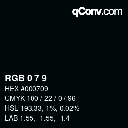 颜色代码: RGB 0 7 9 | qconv.com