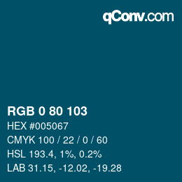 Color code: RGB 0 80 103 | qconv.com