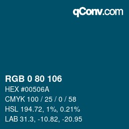 Color code: RGB 0 80 106 | qconv.com