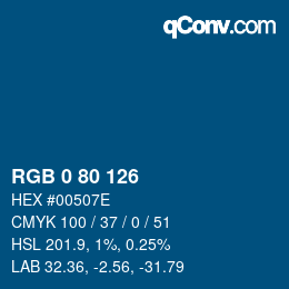 Color code: RGB 0 80 126 | qconv.com