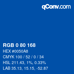 Color code: RGB 0 80 168 | qconv.com