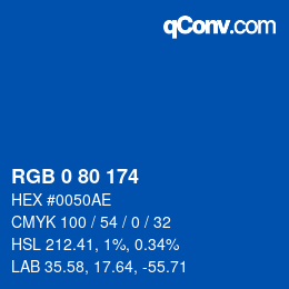 Color code: RGB 0 80 174 | qconv.com