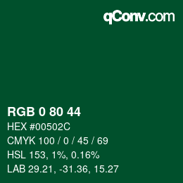 颜色代码: RGB 0 80 44 | qconv.com