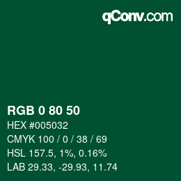 颜色代码: RGB 0 80 50 | qconv.com