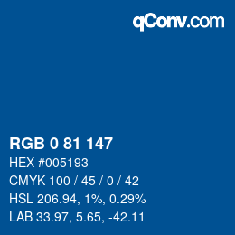 カラーコード: RGB 0 81 147 | qconv.com