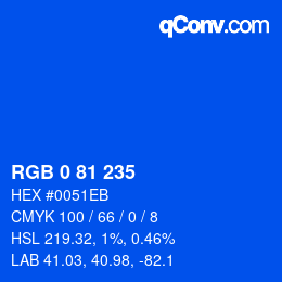 Color code: RGB 0 81 235 | qconv.com