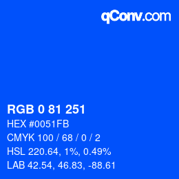 颜色代码: RGB 0 81 251 | qconv.com
