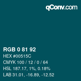 颜色代码: RGB 0 81 92 | qconv.com