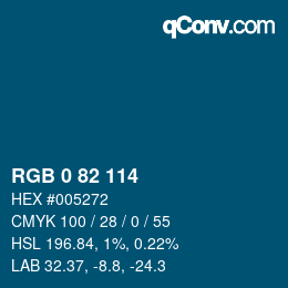 颜色代码: RGB 0 82 114 | qconv.com