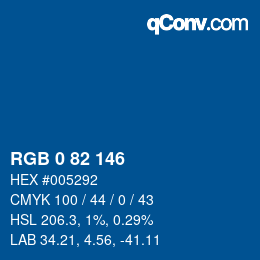 颜色代码: RGB 0 82 146 | qconv.com