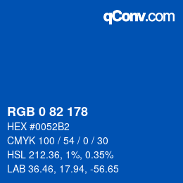 Color code: RGB 0 82 178 | qconv.com