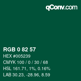 Color code: RGB 0 82 57 | qconv.com