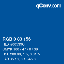 颜色代码: RGB 0 83 156 | qconv.com