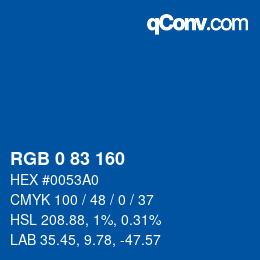 Color code: RGB 0 83 160 | qconv.com