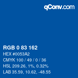 Color code: RGB 0 83 162 | qconv.com