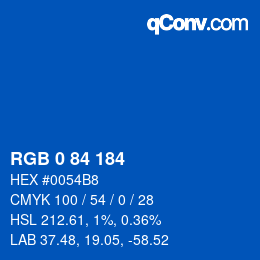 Color code: RGB 0 84 184 | qconv.com