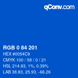 颜色代码: RGB 0 84 201 | qconv.com