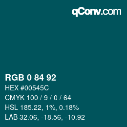 Color code: RGB 0 84 92 | qconv.com