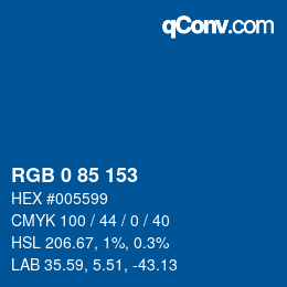 カラーコード: RGB 0 85 153 | qconv.com