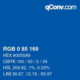 Color code: RGB 0 85 169 | qconv.com