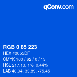 カラーコード: RGB 0 85 223 | qconv.com