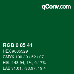 Color code: RGB 0 85 41 | qconv.com