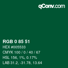 カラーコード: RGB 0 85 51 | qconv.com
