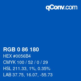 Color code: RGB 0 86 180 | qconv.com