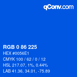 颜色代码: RGB 0 86 225 | qconv.com